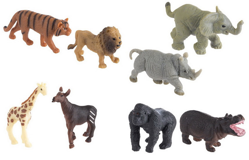 Mini figurines animaux sauvages pqt 8