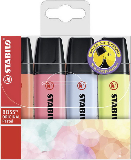 Ens. 4 surligneurs Stabilo Boss pastel pop