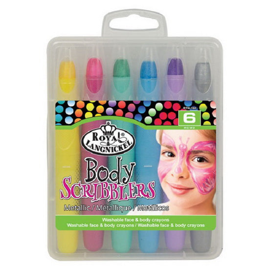 Ens. 6 crayons métalliques lavables pour visage et corps