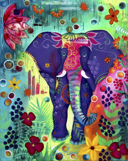L'éléphant de la joie 40 x 50 cm