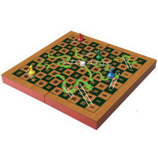 Jeu Serpents et échelles pliant en bois