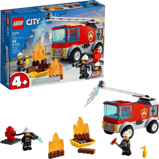 Le camion des pompiers avec échelle