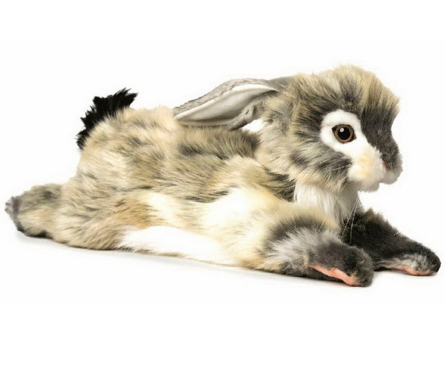 Peluche lapin gris couché 40cm
