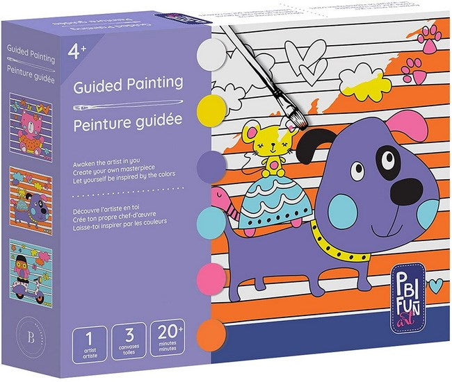 Peinture guidée petit chien mauve