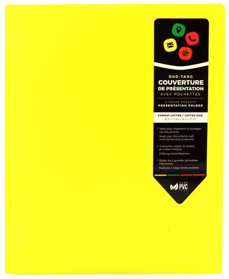 Duo-tang jaune avec pochettes