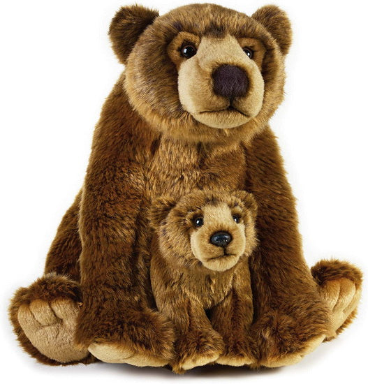Peluche ours grizzly et bébé 31 cm