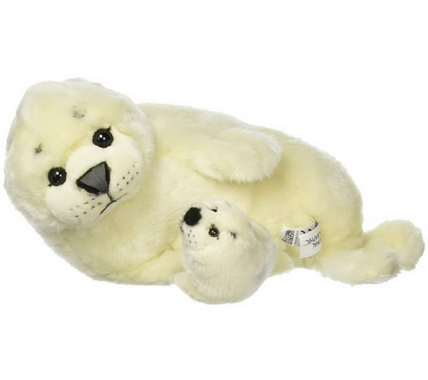 Peluche phoque et bébé 35 cm