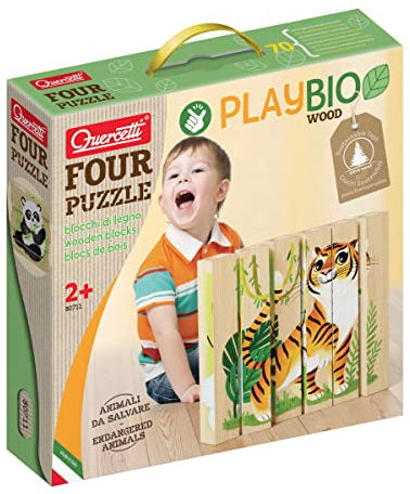 4 casse-tête en bois animaux en voie de disparition