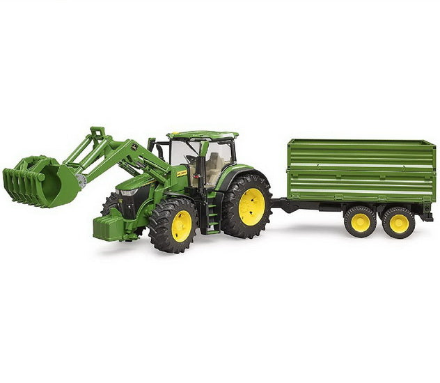 John Deere tracteur 7R 350 avec chargeur frontal et remorque