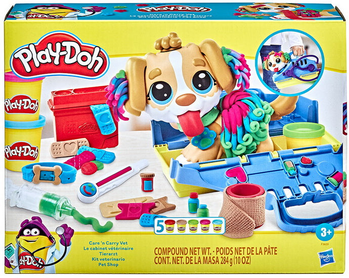 Ensemble pâte à modeler le cabinet vétérinaire avec chien