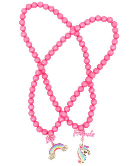 Ensemble 2 colliers licorne arc-en-ciel