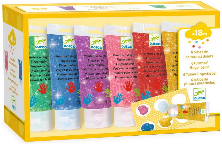 6 tubes de peinture à doigts Paillettes