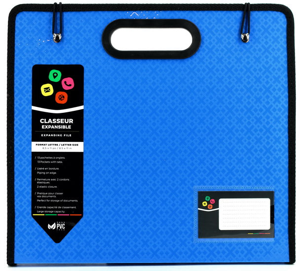 Classeur avec poignée 13 pochettes bleu