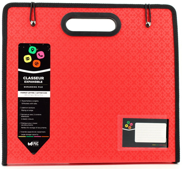 Classeur avec poignée 13 pochettes rouge