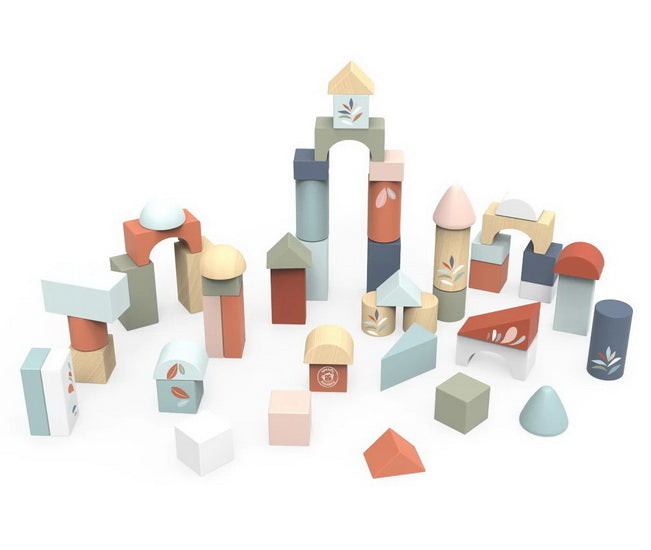 Ensemble blocs en bois 50 pcs