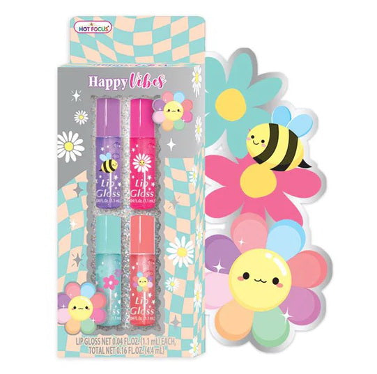 Ens. 4 mini brillants à lèvres Fleurs