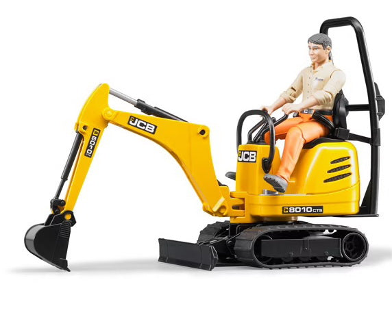 Micro-pelleteuse JCB 8010 CTS et ouvrier de chantier