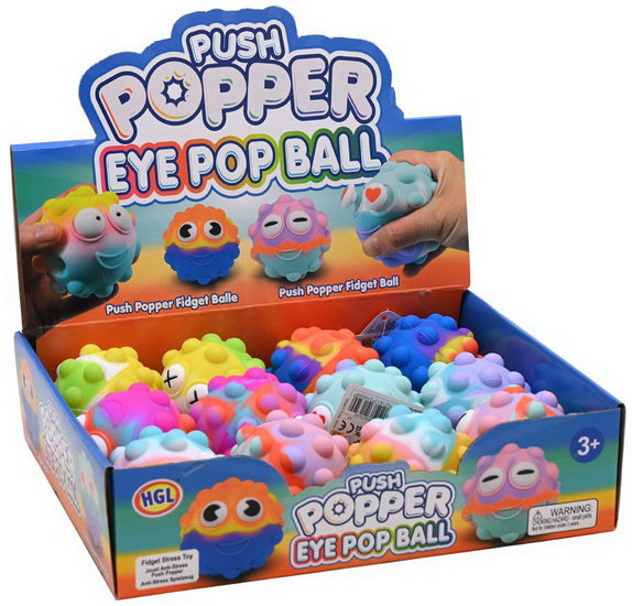 Balle écrasable fidget yeux pop 6AS