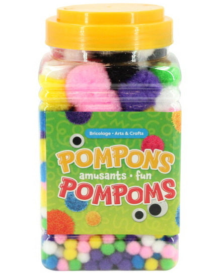 Ens. pompons muticolores et yeux adhésifs 1000 pcs