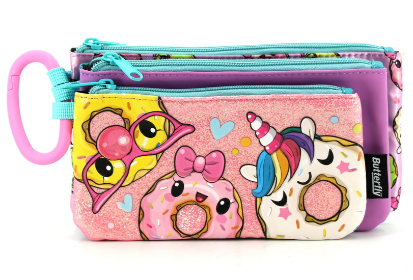 Étui à crayons beignes 3 compartiments velcro