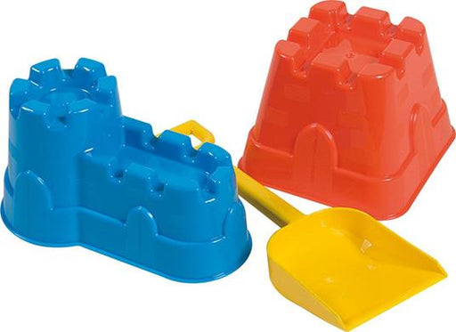 Ensemble moules de sable château et pelle