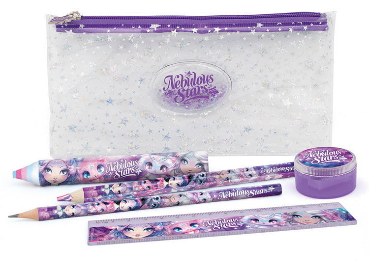 Ensemble de papeterie dans une trousse à crayons