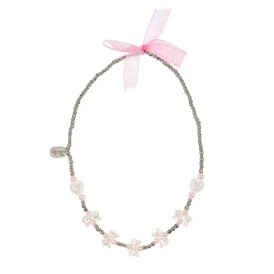 Collier Amberly papillon cœur blanc