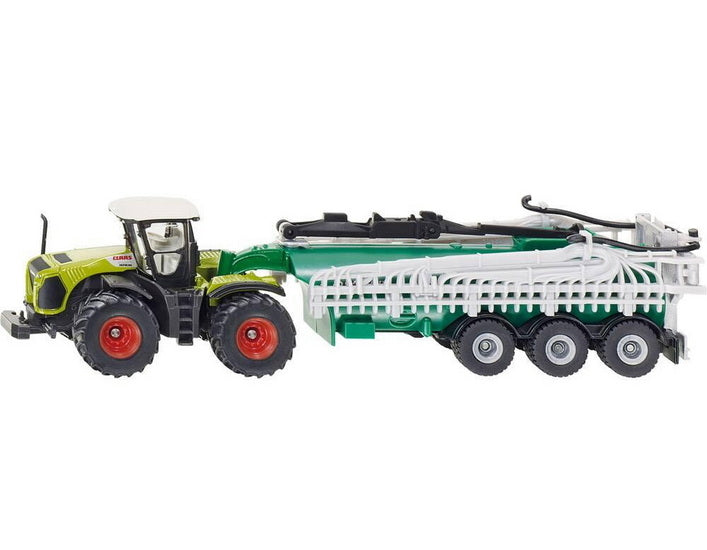 Tracteur Claas Xerion avec remorque d'épandage d'engrais