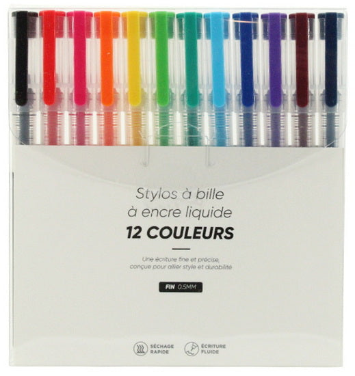 Ens. 12 stylos pointe fine