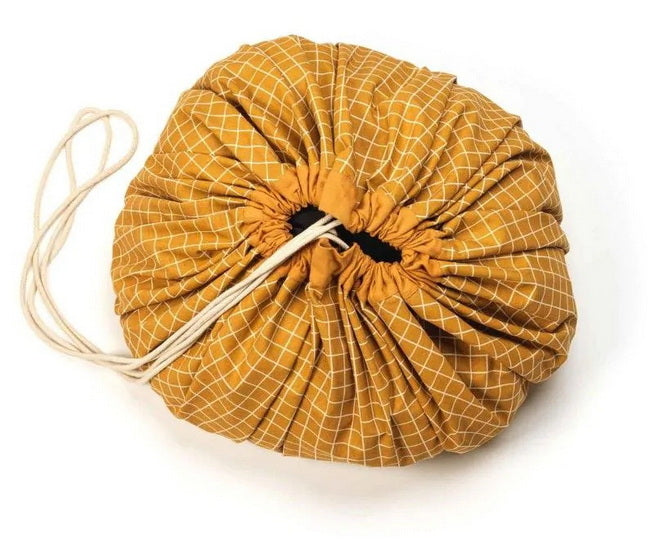 Tapis d'éveil quadrillage moutarde