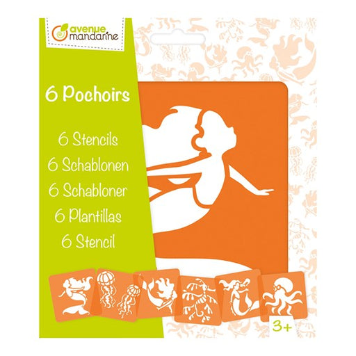 ENS. 6 POCHOIRS - SIRÈNES ET CRÉATURES MARINES