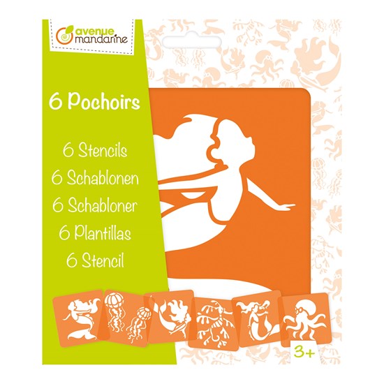 ENS. 6 POCHOIRS - SIRÈNES ET CRÉATURES MARINES