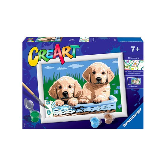 KIT PEINTURE PAR NUMÉRO POUR ENFANT CREART - JOLIS CHIOTS