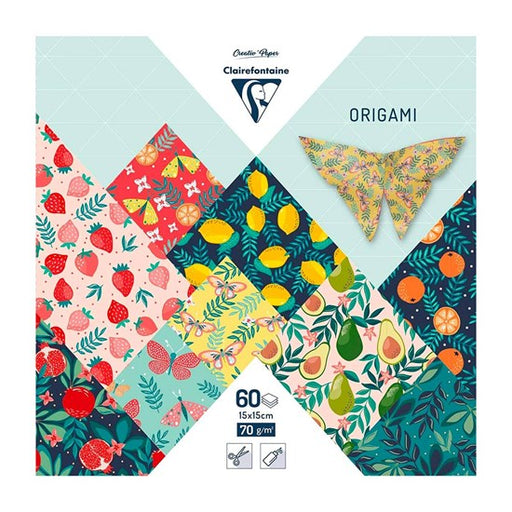 PAQUET FEUILLES ORIGAMI - JARDIN FRUITÉ, 15 X 15 CM