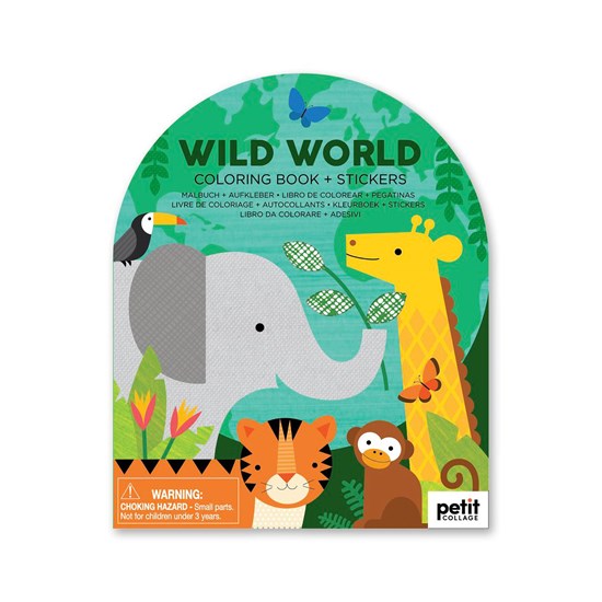 COLOURING BOOK & STICKERS: WILD WORLD - ÉD. ANGLAISE