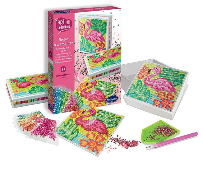 Boîtes à diamanter : flamants roses