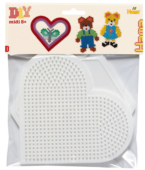 Ens. 2 plaques Hama midi - Cœur et hexagone