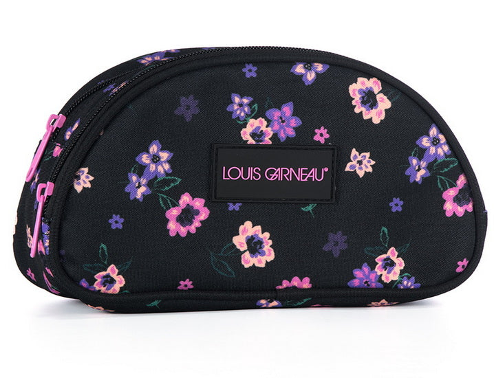 Étui à crayon demi-lune - Fleurs mauves