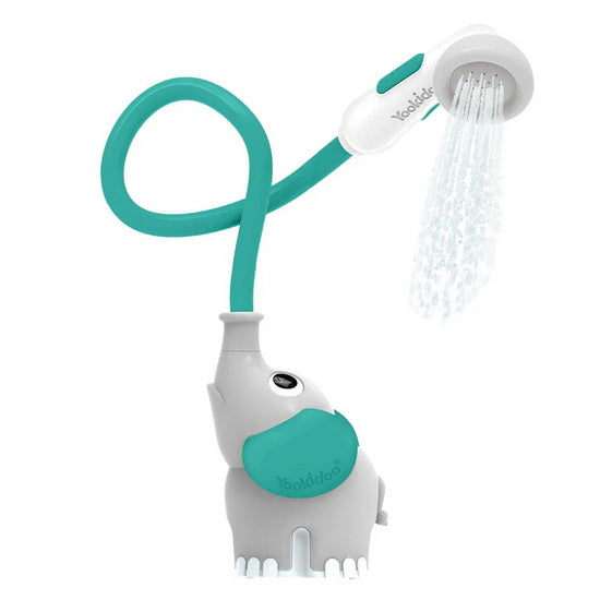 Douche éléphant pour bébé : gris & vert forêt