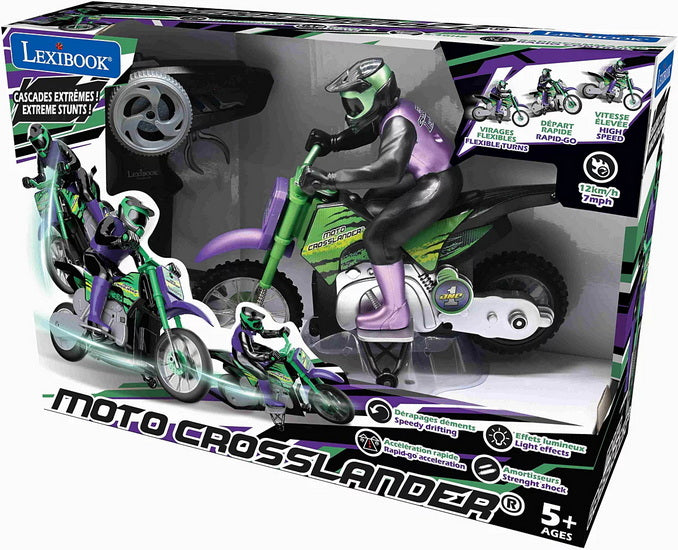 Moto Crosslander® 2.4Ghz, cascade extrême avec effets lumineux.