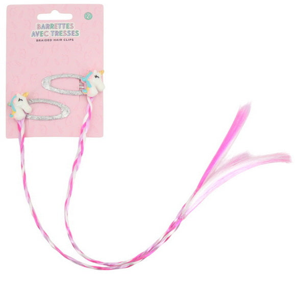 Ens. 2 barrettes et tresses licornes