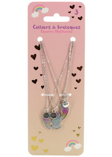 Ens. 3 colliers à breloques cœur