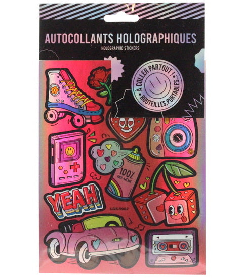 Autocollants holographiques roses