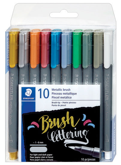 Ens. de 10 marqueurs à encre métallique pinceau