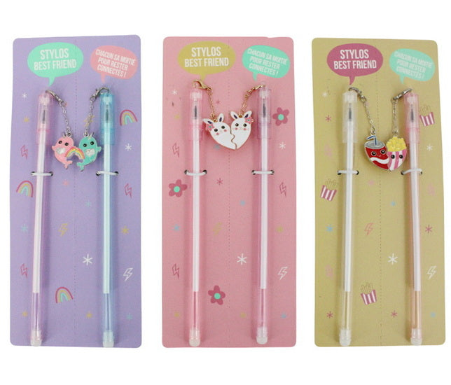 Ens. 2 stylos et breloques meilleurs amis 3AS
