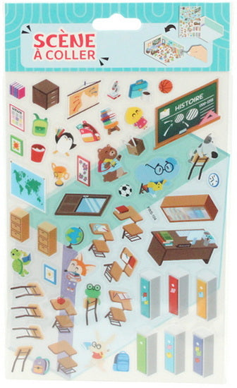 Autocollants scène miniature école