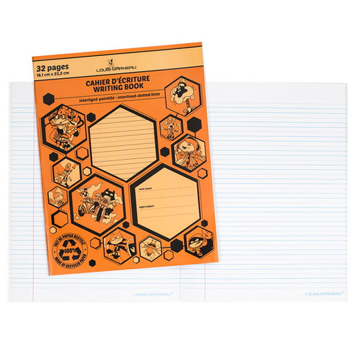 Petit cahier d'exercice interligné/pointillé LG orange