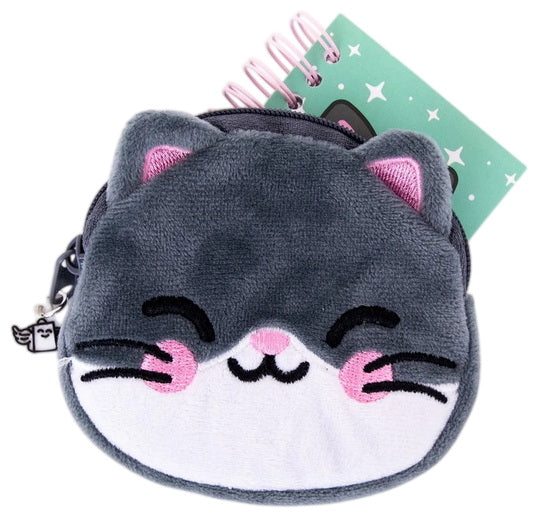 Ens. porte monnaie autocollants et carnet Chat