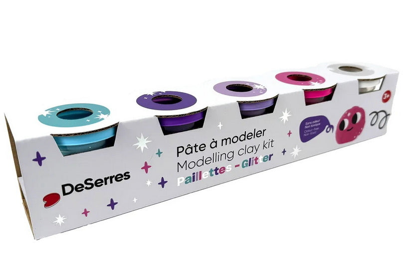 Ens. 5 pâtes à modeler pailletées