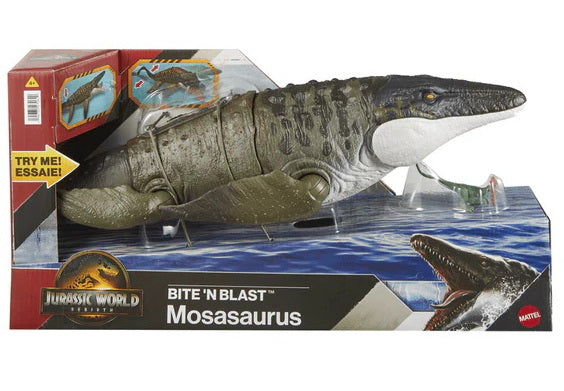 Jurassic World Rebirth Morsure Extrême Mosasaure et mini Dilophosaure